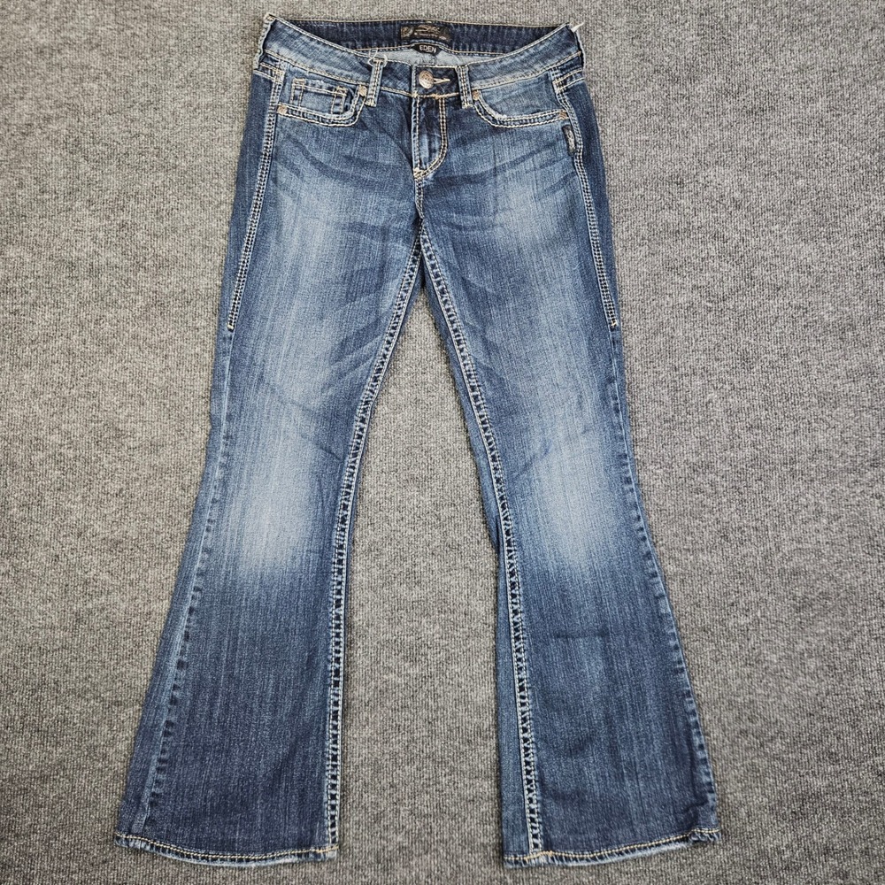 Silver Eden Bootcut Jeans Women's 28 Low Rise Dark Wash Denim Stretch Blue‎